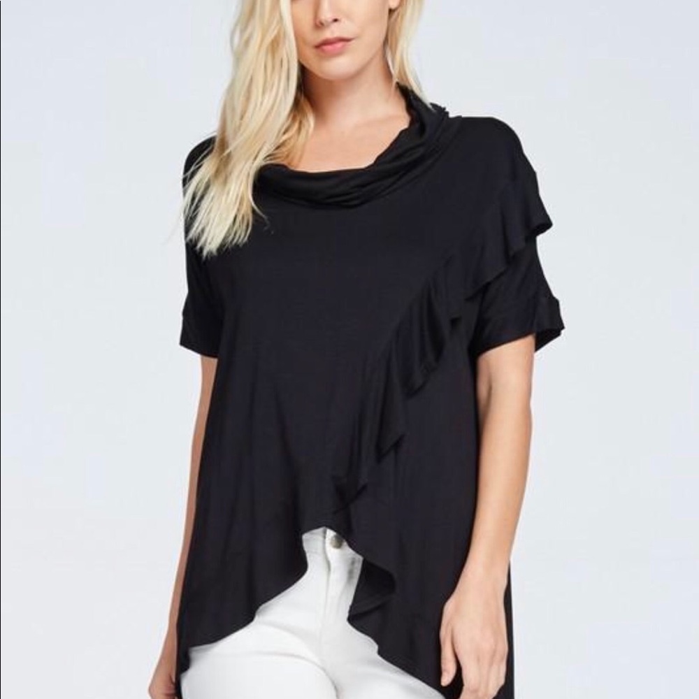 ❗️CLOSING SALE❗️ Black Cowl Neck Tunic Top - Picture 2 of 4
